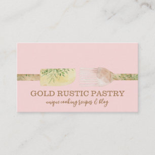 Carte De Visite Cuillère en feuille d'eucalyptus Pâtisserie Jaune