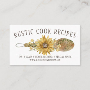Carte De Visite Cuillère florale rustique Tournesol boulangerie Cu