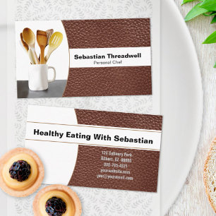 Carte De Visite Cuillère personnelle Cuir Brown Photo personnalisé