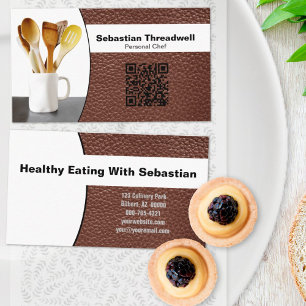 Carte De Visite Cuillère personnelle Cuir Photo personnalisée Code