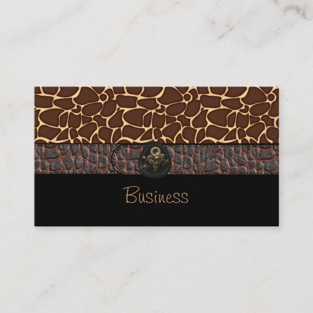 Carte de visite cuir animal noir ceinture marron (Devant)