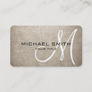 Carte De Visite Cuir Aspect Amande Monogramme