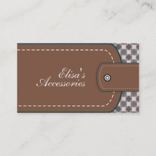 Carte De Visite Cuir Brown et rose et motif