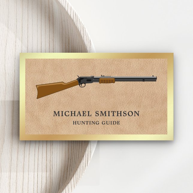 Carte De Visite Cuir Brun Fusil Carabine Boutique d'Armes Armurier (Créateur téléchargé)