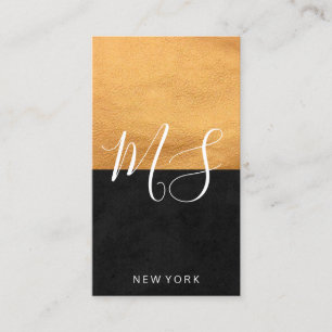 Carte De Visite Cuir Chic Faux et noir élégant