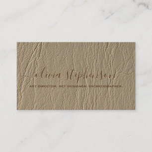 Carte De Visite Cuir Faux Taupe Camel Moyen Minimaliste
