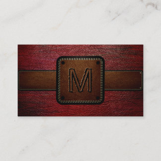 Carte De Visite Cuir Look rouge foncé et Brown