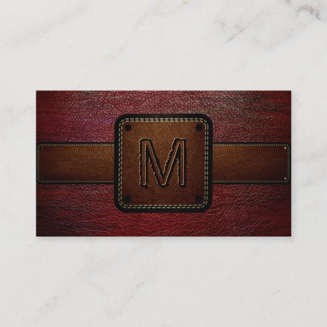Carte De Visite Cuir Look rouge foncé et Brown (Devant)