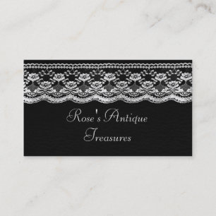 Carte De Visite Cuir noir et blanc & dentelle