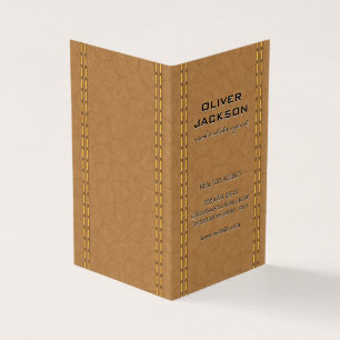 Carte De Visite Cuir Tan Double Trait