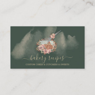 Carte De Visite Cuire Recette Whisk Dough Bowl sauge or vert