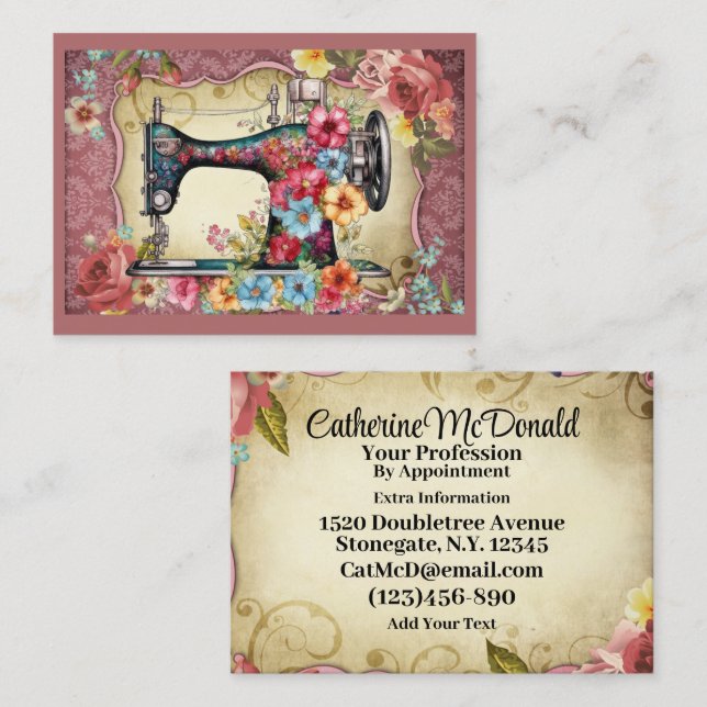 Carte De Visite Cuisine à coudre Seamstress (Devant / Derrière)