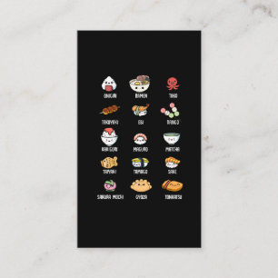 Carte De Visite Cuisine asiatique Cuisine Kawaii Rice Sushi Poisso