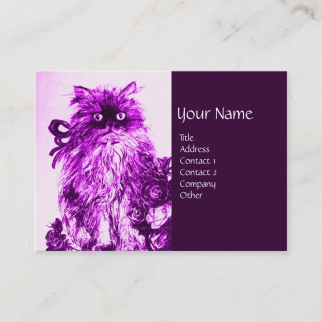 Carte De Visite CUISINE AVEC ROSES, Violet violet et blanc (Devant)