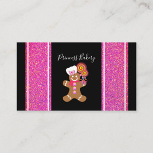 Carte De Visite Cuisine Baker Pink Parties scintillant Gingerbread
