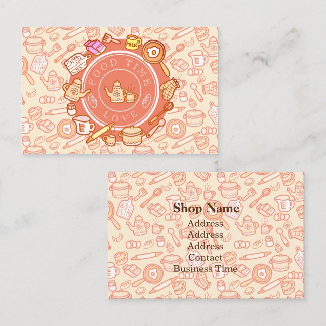 Carte De Visite Cuisine Cuisine Orange (Devant / Derrière)