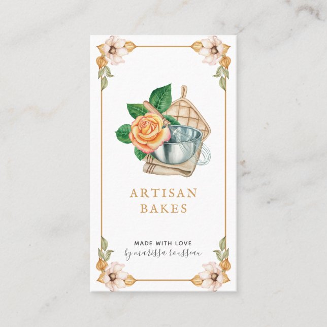 Carte De Visite Cuisine & Cuisine Ustensile Aquarelle Boulangerie  (Devant)