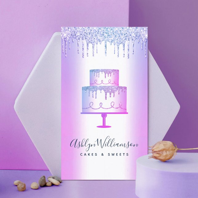 Carte De Visite Cuisine de boulangerie Parties scintillant pourpre (Créateur téléchargé)