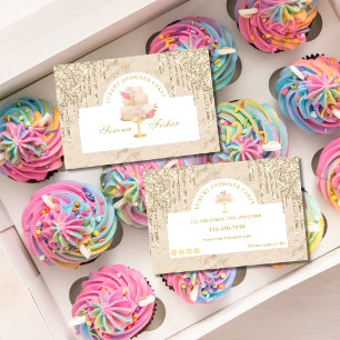 Carte De Visite Cuisine de marbre boulangerie Chef Ivory Blush Gol