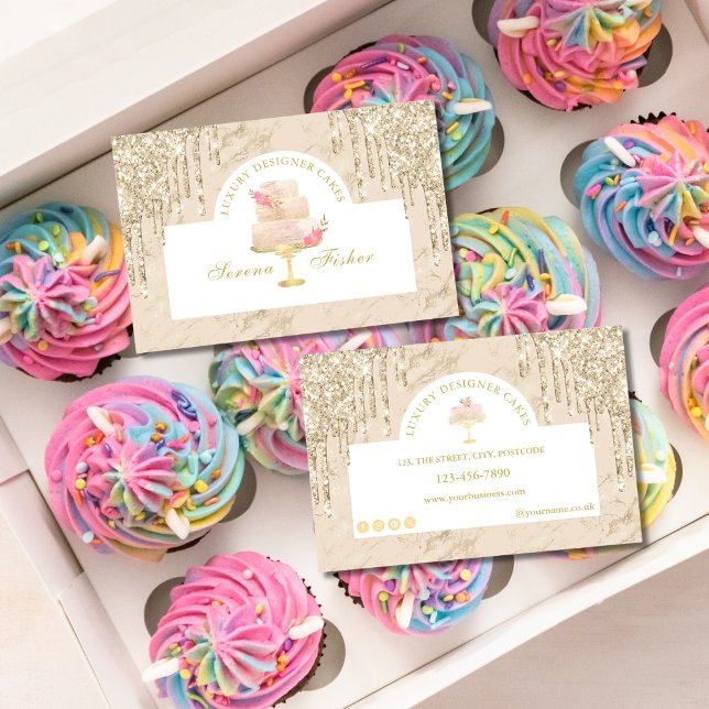 Carte De Visite Cuisine de marbre boulangerie Chef Ivory Blush Gol (Créateur téléchargé)