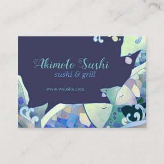 Carte De Visite Cuisine de poisson bleu sushi Chef
