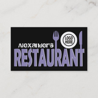 Carte De Visite Cuisine de restaurant plaque lavande noir blanc