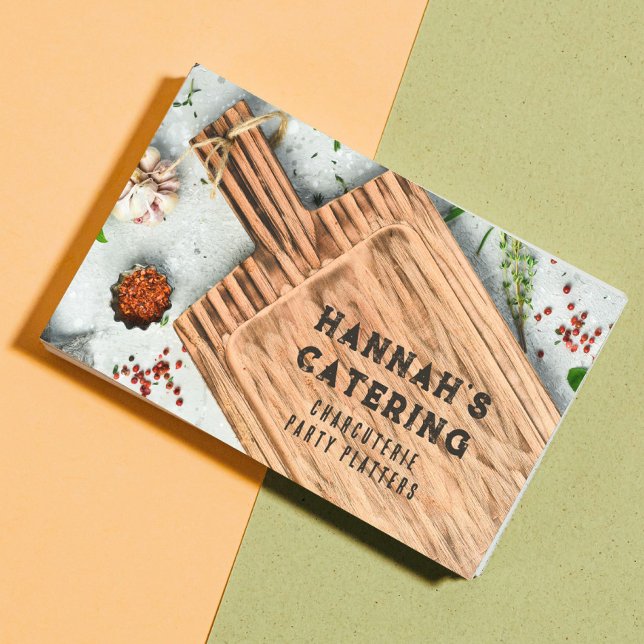 Carte De Visite Cuisine en bois élégant Script rustique (Créateur téléchargé)