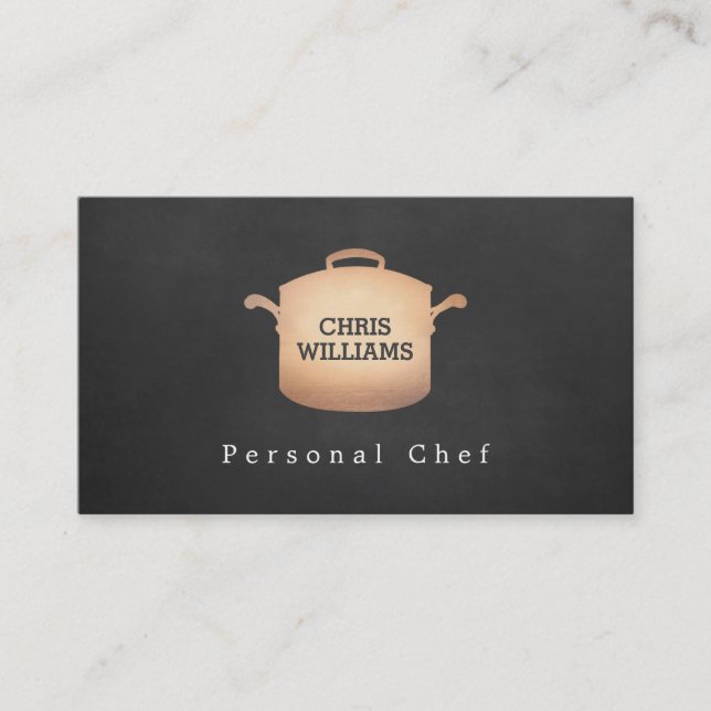 Carte De Visite Cuisine en cuivre de chef personnel Logo de restau (Devant)