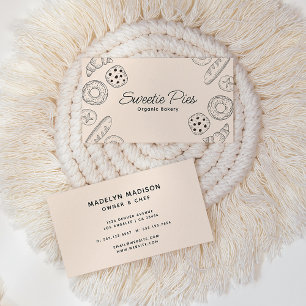 Carte De Visite Cuisine et Cuisine Fun Noir & Beige