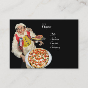 Carte De Visite CUISINE ITALIENNE DE PIZZA ET MANDOLIN, rouge noir