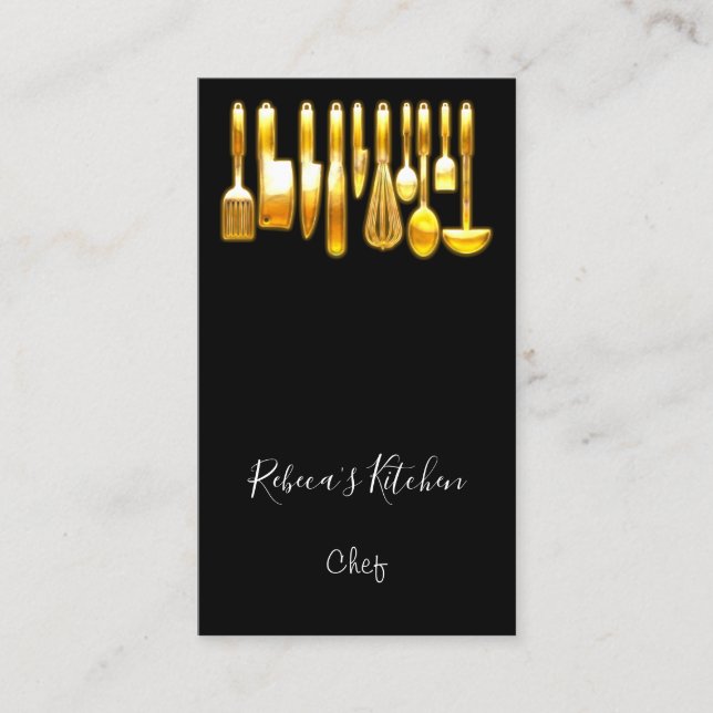 Carte De Visite Cuisine Logo Chef Restaurant Cuisine Couteaux Noir (Devant)