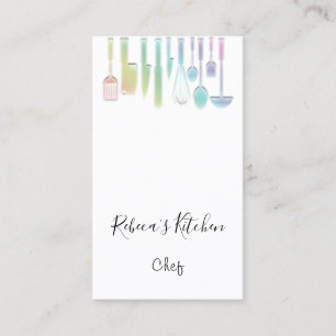 Carte De Visite Cuisine Logo Chef Restaurant White Rainbow