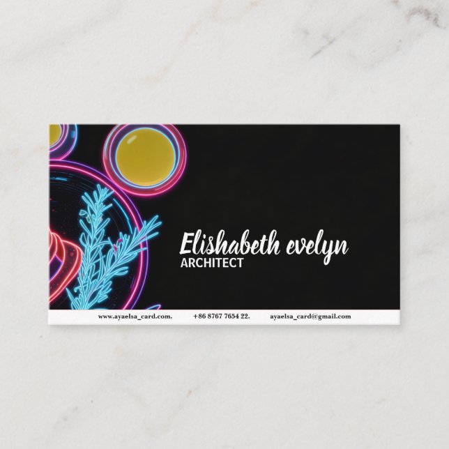 Carte De Visite Cuisine Néon Cyberpunk D543 (Devant)