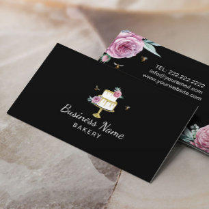 Carte De Visite Cuisine pâtissière Chef Fleur et abeilles modernes