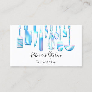 Carte De Visite Cuisine Personnel Chef Restaurant Bleu Restauratio