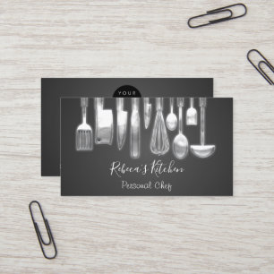 Carte De Visite Cuisine Personnel Chef Restaurant Cuisine Argent