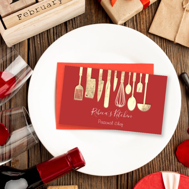 Carte De Visite Cuisine Personnel Chef Restaurant Restauration Gol (Créateur téléchargé)