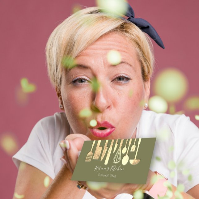 Carte De Visite Cuisine Personnel Chef Restaurant Restauration Ver (Cooking Personal Chef Restaurant Catering Green Business Card)