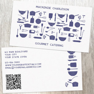 Carte De Visite Cuisine rétro Restauration Boulangerie Cuisine QR