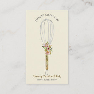 Carte De Visite Cuisine Whisk logo pâtisserie beige jaune clair