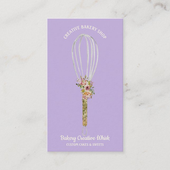 Carte De Visite Cuisine Whisk logo pâtisserie violet (Devant)