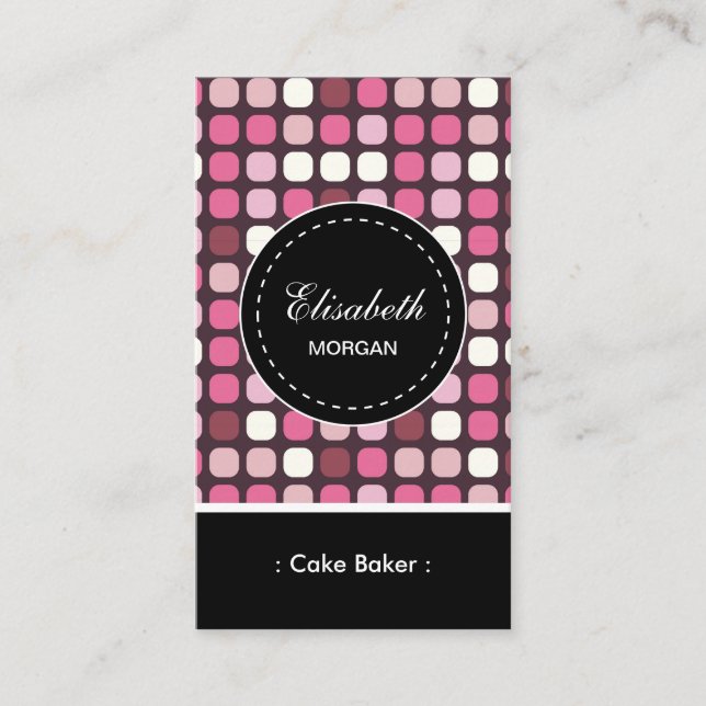 Carte De Visite Cuisinier Baker - Motif rose Polka (Devant)
