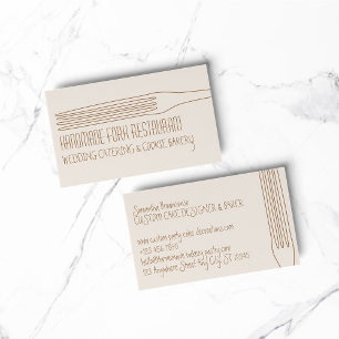 Carte De Visite Cuisinier de restaurant Fourchette Rose Beige