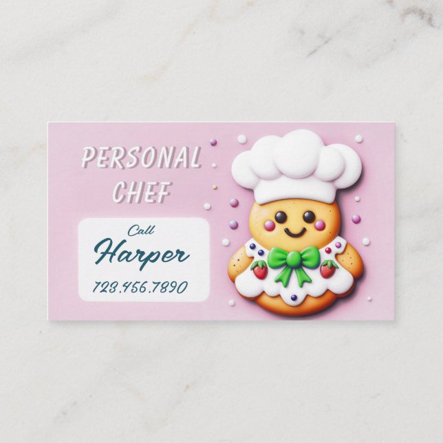 Carte De Visite Cuisinier personnel cookie chef mignon (Dos)