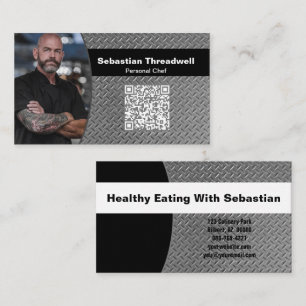 Carte De Visite Cuisinier Personnel Plaque Diamant Code QR Photo P