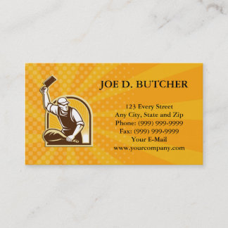 Carte De Visite Cuisse de couteau de boucher de jambon rétro