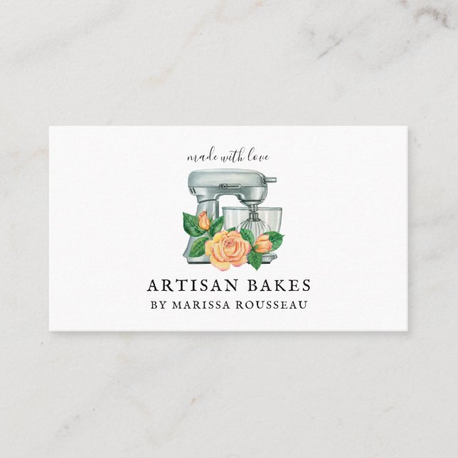 Carte De Visite Cuisson à l'aquarelle florale Outils boulangerie b (Devant)