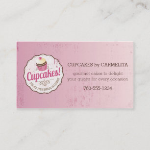 Carte De Visite Cuisson rose vintage de boulangerie d'étiquette d