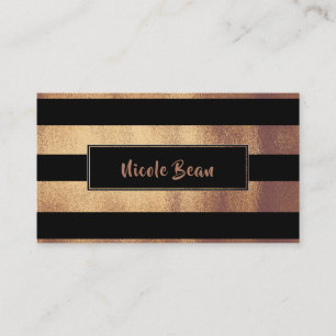 Carte De Visite Cuivre Bronze et Rayures Noires Chic Glamour Moder