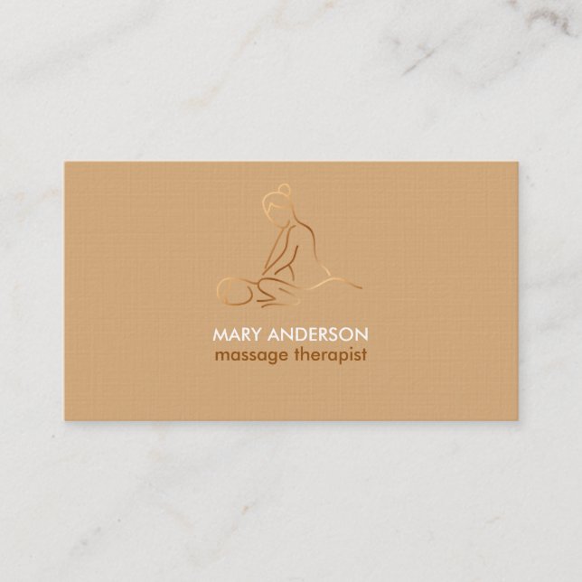 Carte De Visite Cuivre Brown Massage Thérapie Spa Masseuse (Devant)